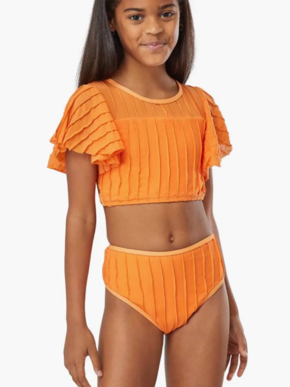 Habitual Kids Kids' Flouncie Two-Piece Swimsuit size 10 big kid in orange